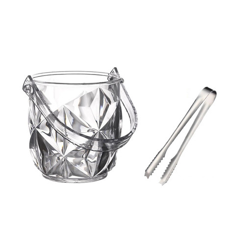 CHICKEN Party Ice Bucket Acrylic Ice Buckets for Parties 1.2 L Plastic Clear Wine Bucket with Tongs Bottle Drink Cooler Tub with Handles Ice Cube Bucket Champagne Wine Beer Beverage Ice Bucket