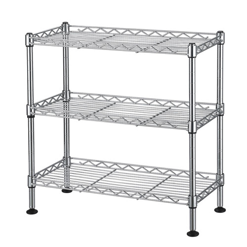 3-Tier Standing Kitchen Shelf,Narrow Adjustable Heavy Duty Storage Shelving Unit,Steel Organizer Wire Rack,Short Storage Shelves for Kitchen Bathroom Countertop,17.72" L x 7.87" W x 17.72" H,Silver