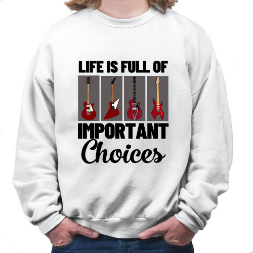 Inexpensive Gift for Guitar Players Musicians Creative Music Sweatshirts White Muticolor Unisex Sweatshirt