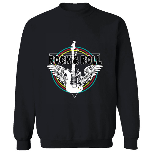 Rock Roll Guitar Wings Gift for Music Lovers Black Muticolor Unisex Sweatshirt Rock Roll Guitar Wings Gift for Music Lovers Black Muticolor Unisex Sweatshirt