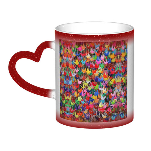 JBYJBX Stunning Origami Paper Cranes Print Changing Heat Sensitive Color Changing Cup Coffee Tea Porcelain Mugs Gift JBYJBX Stunning Origami Paper Cranes Print Changing Heat Sensitive Color Changing Cup Coffee Tea Porcelain Mugs Gift