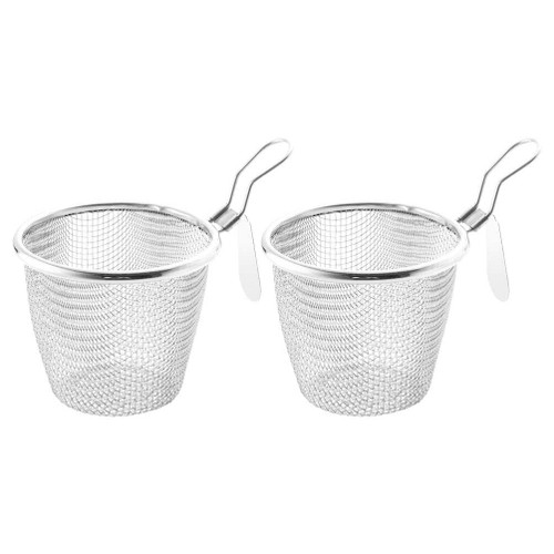 ZzzaNa Spaghetti Noodles 2pcs Spaghetti Strainer Spoon Stainless Steel Pasta Noodle Strainer Mesh Spider Strainer Kitchen Food Colander Deep Fry Basket for Kitchen Frying Mesh Strainer Cestas