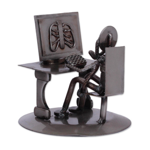 Novica Metallic Artisan Crafted Upcycled Metal Auto Parts Sculpture, X-Rays'