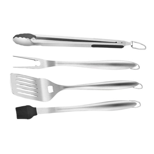 GANAZONO 1 Set Barbecue Tool Accessories teppanyaki Barbecue Shovel Grill Utensils for Outdoor Grill BBQ Oil Brush BBQ Tong Pliers Tool BBQ Tools kit Camping Supplies Stainless Steel Major