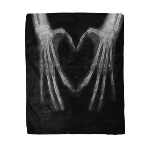 rouihot 50x60 Inches Flannel Throw Blanket Xray Bones of Hands Making The Sign Love Heart Home Decorative Warm Cozy Soft Blanket for Couch Sofa Bed