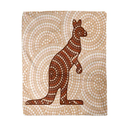 rouihot 50x60 Inches Flannel Throw Blanket Brown Australian Abstract Aboriginal Kangaroo Dot Painting in Red Home Decorative Warm Cozy Soft Blanket for Couch Sofa Bed