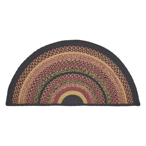 VHC Brands Heritage Farms Braided Jute Rug, Non-Skid Pad, Half Circle Door Mat, Red Black Tan. 16.5x34 VHC Brands Heritage Farms Braided Jute Rug, Non-Skid Pad, Half Circle Door Mat, Red Black Tan. 16.5x34