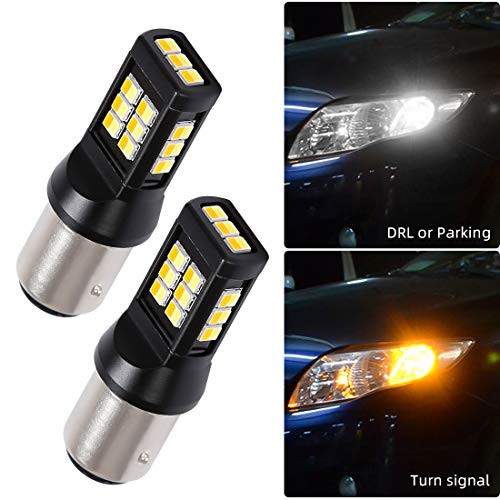 SUPAREE 1157 2835 Chipsets White/Yellow 1157 2057 2357 7528 BAY15D 21-SMD Switchback LED Bulbs for Daytime Running Light, Turn Signal Lights-2 Piece