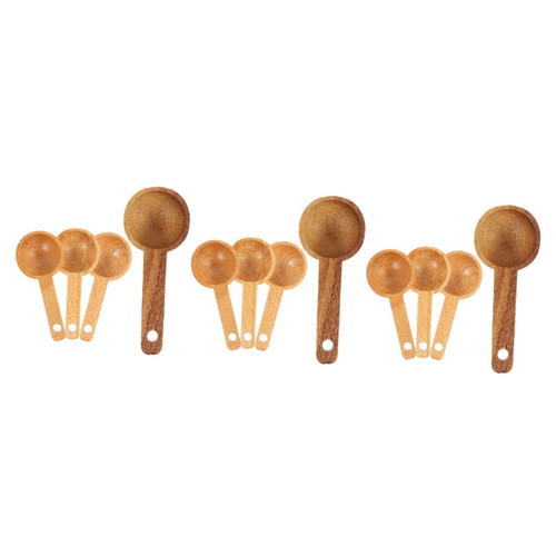 MAGICLULU 12 Pcs Solid Wood Coffee Measuring Spoon Mini Tea Coffee Scoop Measuring Spoons Espresso Shots Espresso Spoon Wood Kitchen Laundry Scoop Small Spoon Wooden Concentrate