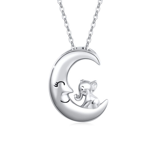 CUOKA MIRACLE Elephant Necklace 925 Sterling Silver Lucky Elephant On The Moon Cute Animal Pendant Necklace Elephant Jewelry for Women CUOKA MIRACLE Elephant Necklace 925 Sterling Silver Lucky Elephant On The Moon Cute Animal Pendant Necklace Elephant Jewelry for Women