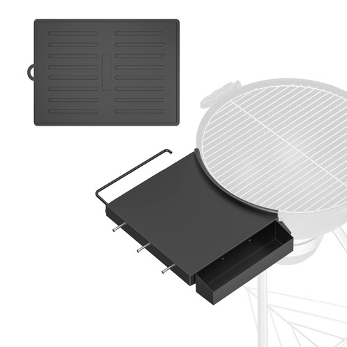 Grill Table Shelf for Weber 18 Inches Kettle Master-Touch/Original Kettle Charcoal Grills with Silicone Mat,BBQ Grill Side Table Accessories for Weber 18" Kettle Charcoal Grill