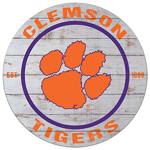 KH Sports Fan 20"x20" Clemson Tigers Classic Weathered Circle Wall Sign