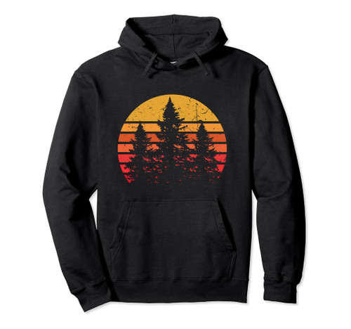 Retro Sun Minimalist Pine Tree Design - Graphic Tee Shirt Pullover Hoodie
