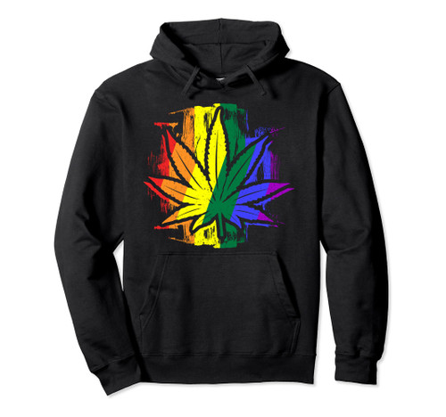 Gay Pride - LGBTQ Stoner - Pot Leaf - Rainbow Flag Pullover Hoodie Gay Pride - LGBTQ Stoner - Pot Leaf - Rainbow Flag Pullover Hoodie