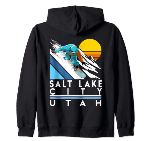 Salt Lake City Utah Retro Snowboard Zip Hoodie