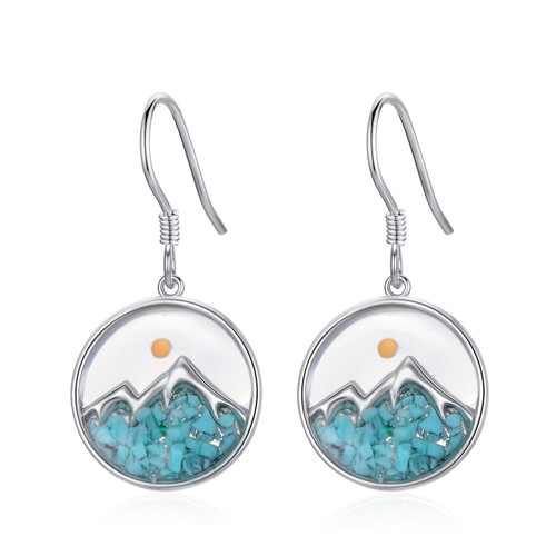 NIFUNAO Mountain Earrings Sterling Silver Turquoise Sun Mountain Dangle Earrings Nature Jewelry Gift for Skiers Hikers Campers Climbers Nature Lovers NIFUNAO Mountain Earrings Sterling Silver Turquoise Sun Mountain Dangle Earrings Nature Jewelry Gift for Skiers Hikers Campers Climbers Nature Lovers