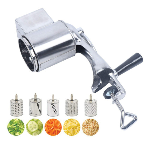 Manual Rotary Cheese Grater Manual Vegetable Shredder Round Mandoline Veggie Drum Slicer with 5 Drum Blades Stainless Steel Manual Food Slicer Vegetable Nut Chooper Manual Rotary Cheese Grater Manual Vegetable Shredder Round Mandoline Veggie Drum Slicer with 5 Drum Blades Stainless Steel Manual Food Slicer Vegetable Nut Chooper
