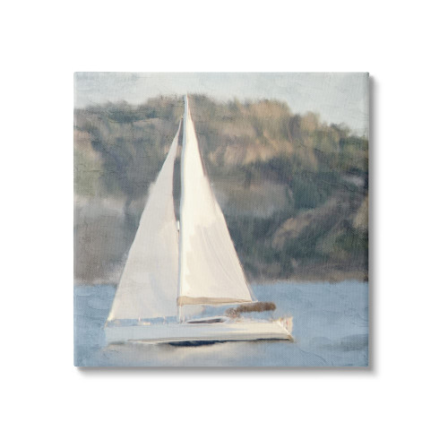 Stupell Industries Nautical Sailboat Rocky Mountain Cliffs Canvas Wall Art, Design by Kim Allen