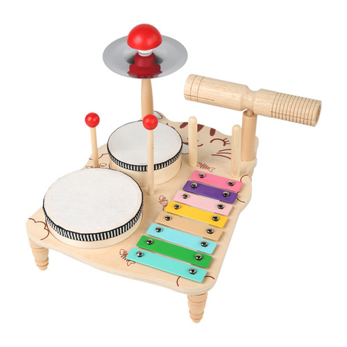 Fancyes Xylophone Drum Set Baby Drum Set with Cymbal Baby Musical Toys Montessori Music Instruments for Children Party Favor Boy Girl