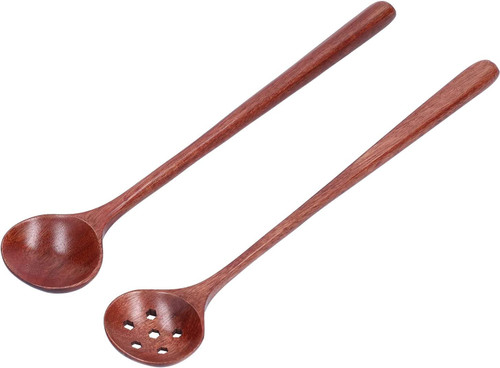 Soup Spoons,Coffee Spoon Dessert Spoon,2Pcs Long Spoons Wooden, Kitchen Cooking Spoon Serving Spoon Gravy Ladle Wooden Soup Ladle Stirring Spoons Slotted Spoons for Home