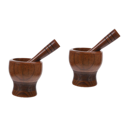 PRETYZOOM 2 Sets Garlic Masher Wood Tools Wood Kitchen Utensils Wood Grinder Coffe Bean Grinder Wood Mortar and Pestle Garlic Grinder Smooth Mortar Garlic Mincer Garlic Mortar Coffee Beans