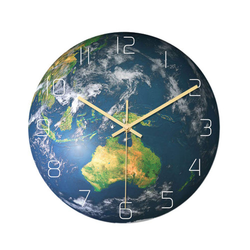 VOSAREA Vintage Home Decor Led Digital Clock Globe Wall Earth Clock Planet Earth Wall Art Vintage Earth Planet Geography Room Wall Art Decor Clock No Battery LED Digital Wall Clock 3D Led Wall Clock