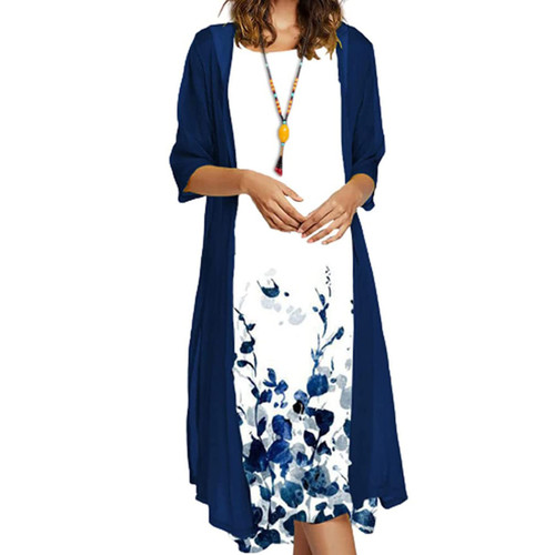 Women Casual Dresses Midi Length 2022 Women Summer Dresses for Special Occasions Cute Maxi Dress Floral Print Sleeveless Dress 2 Piece Set Wedding Guest