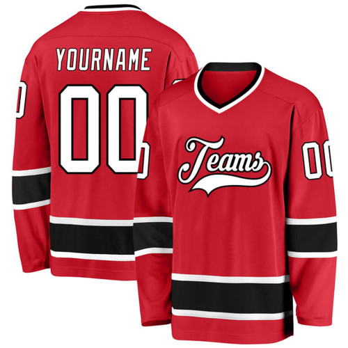 Custom Red Hockey Jersey, Hockey Jerseys for Men, Custom Red White-Black Hockey Jersey, Hockey Gifts, Custom Hockey Jersey, Ice Hockey Jersey, Hockey Shirt, Team Hockey Jerseys, Hockey Goalie Jersey