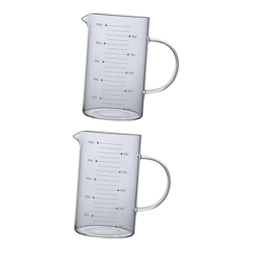 MAGICLULU 2pcs Graduated Measuring Cups Glass Container with Lid Glass Cups with Lid Milk Container Glass Scale Cup Water Pitcher Water Jug Glass Measuring Cup with Scale Measuring Tool Cake