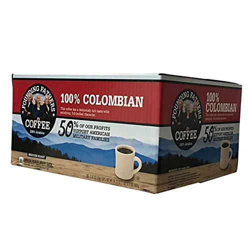 Founding Fathers Coffee Single Serve Pods for Keurig 2.0 K-Cup Brewers, 100 % Colombian, Medium Roast Coffee Well Balanced with Rich Aroma and Fruity Notes, 80 Count