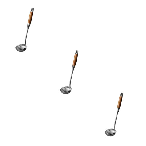 Zerodeko 3 Pcs Grease Spoon Soup Spoons Gravy Ladle Oil Soup Separator Spoon Steel Ladle Colander Spoon Home Hotpot Spoon 304 Stainless Steel Soup Spoon Grease Filter Ladle Japan Wood Metal