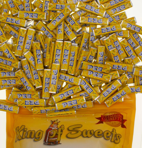 PEZ Candy Refills | Lemon Flavored Candy Pack | XL 5 Pound Bulk Wrapped Individually Hard Pressed Candy | Bulk King of Sweets Bag
