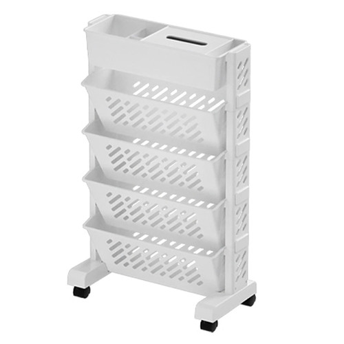 KIMISS Movable Bookshelf, Large Capacity Rotatable Removable Plastic Practical Rolling Organization Shelf Book Rack Storage Bookshelf (5 Layer)
