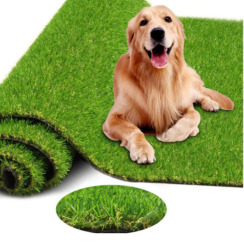 SHNOSU Artificial Grass Turf 4FTX5FT Outdoor Rug 0.8 Inch Fake Grass Rug Realistic Synthetic Turf Mat Drain Holes Artificial Lawn Carpet Pet Dogs Patio Garden Balcony Landscape Green Custom Size