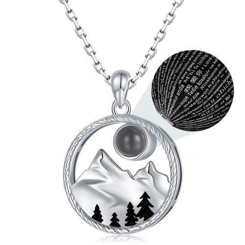 JZSANTI 925-Sterling-Silver Mountain Range Necklace for Women - I Love You Necklace in 100 Languages Mountain Pendant Nature Jewelry Gifts for Skiers, Hikers, Campers, Climbers,Nature Lovers