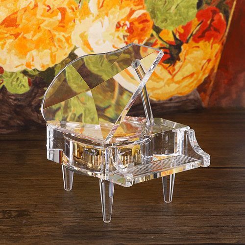 ELLDOO Crystal Music Box, Mechanical Clockwork Decorative Piano Musical Box,Transparent Piano Ornament Romantic Gift for Girl Women (Tune: for Elise)