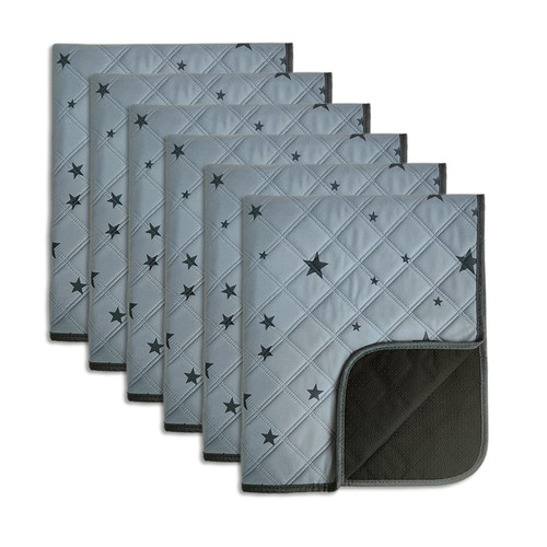 RIOUSSI Washable Pee Pads for Dogs, Reusable, Absorbent, Leakproof, Non Slip Pet Puppy Pads for Potty Training. Gray Stars, 20x28 Inch(6pack)