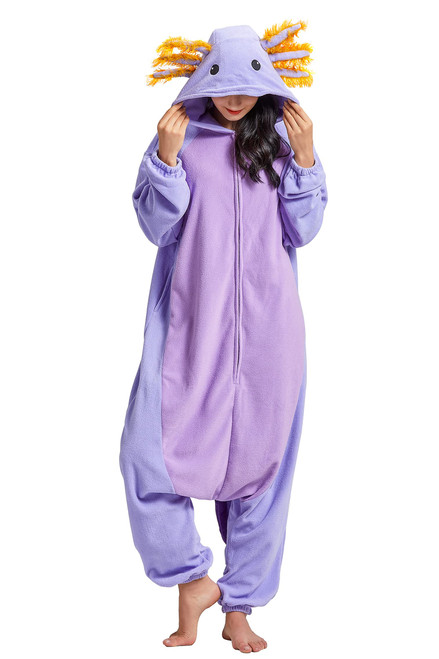 DELEY Unisex Axolotl Onesie Costume Adult Animal Pajamas Cosplay Plush Homewear Sleepwear Jumpsuit Lavender Axolotl DELEY Unisex Axolotl Onesie Costume Adult Animal Pajamas Cosplay Plush Homewear Sleepwear Jumpsuit Lavender Axolotl