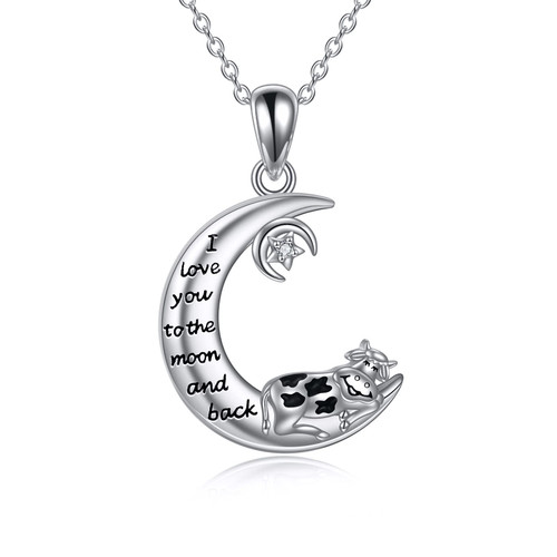 POPKIMI Cow Gifts for Women Cows Necklace 925 Sterling Silver Cow Necklace I Love You to The Moon and Back Pendant Necklace Lazy Cow Jewelry for Women Fashion Jewelry Birthday Gifts POPKIMI Cow Gifts for Women Cows Necklace 925 Sterling Silver Cow Necklace I Love You to The Moon and Back Pendant Necklace Lazy Cow Jewelry for Women Fashion Jewelry Birthday Gifts