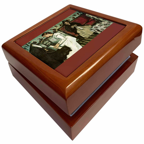 3dRose Girl at the Piano, 1869 by Paul Cezanne Young Woman Playing Piano, Jewelry Box jb-173823-1