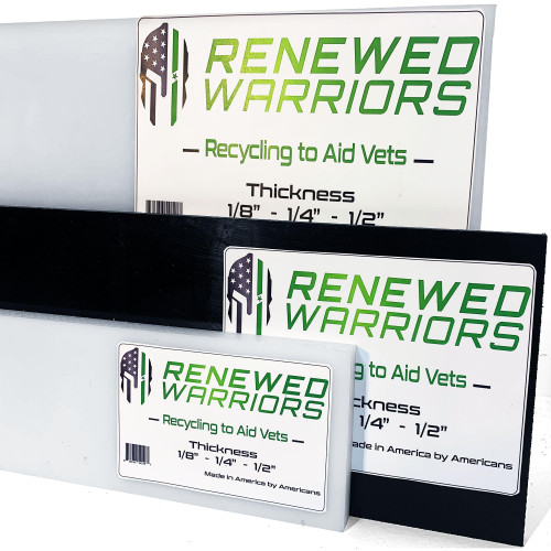 Renewed Warriors HDPE Sheets - 12" x 24", Black 1/4" Thick High Density Plastic Board Recycled HDPE Sheet 1/8 HDPE Sheet 1/4 HDPE Sheet 1/2 polyethylene hpde Sheet hdpe Plastic Sheet Starboard Star