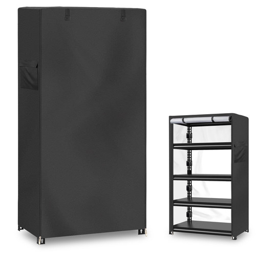 Dalema 4-Tier Metal Shelving Unit Cover,600D Heavy Duty Waterproof Dustproof Storage Shelves Covers,Durable Thick Shelf Cover for Garage/Basement Storage Rack.(Black,28" W x 14" D x 57" H)