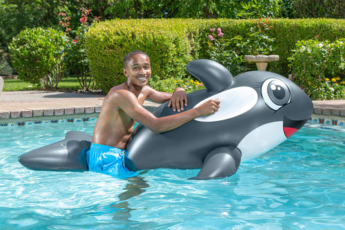 Poolmaster Jumbo Whale Rider Inflatable Swimming Pool Float Grey Large Poolmaster Jumbo Whale Rider Inflatable Swimming Pool Float Grey Large