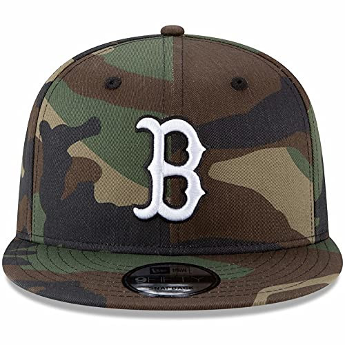 New Era Authentic Exclusive Woodland Camo 9Fifty Snapback Adjustable Hat - OSFM (Boston Red Sox) Green