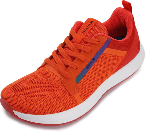 WHITIN Men's Wide Width Toe Box Road Running Shoes Size 12 Tennis Sports Breathable Zapatos para Male Rubber Non Slip Cushioned Orange 46