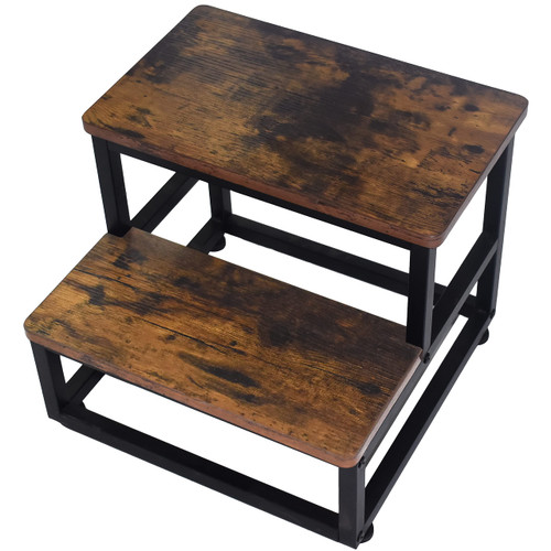 SZLHANJZ Step Stool, Multi Purpose Step Stools for Kids Adults, Round Corner Bed Step Stools for High Beds, Dog Steps Portable Stepping Stool for Bedroom Kitchen, Load 500 LB, Rustic