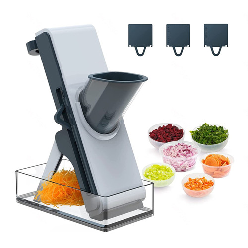 GHQYP Mandolin Slicer Safe, for Potatoes,Vegetable,Meat,Onions Slicer, Kitchen Chopper Artifact with Container, Thickness Adjuster Multi Blades