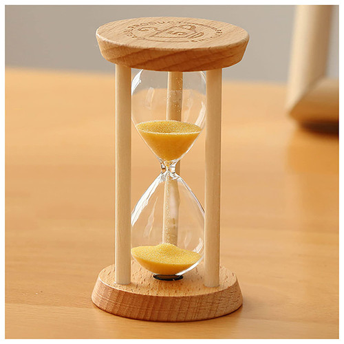 BbteK Sandglass Timer,Hourglass Sand Timers, Hourglass Sand Timer Wood/Glass Sand Timer Egg Hourglass,3/5/10/15/20/30 Minutes for Kids,Classroom,Kitchen,Games,Brushing Timer (Color : Yellow, Size : 5