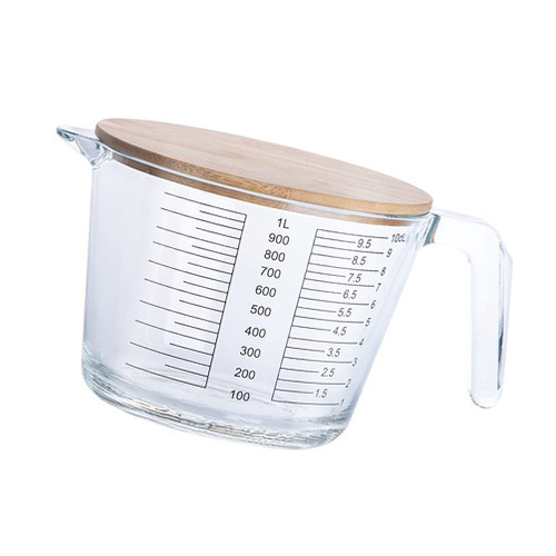 YARDWE 1pc Graduated Cup Baking Accessories Baking Beaker Milk Glass Custard Bowl Measured Mug Espresso Measuring Cups Measuring Cup with Spout Measuring Mugs Coffee Tool Wooden