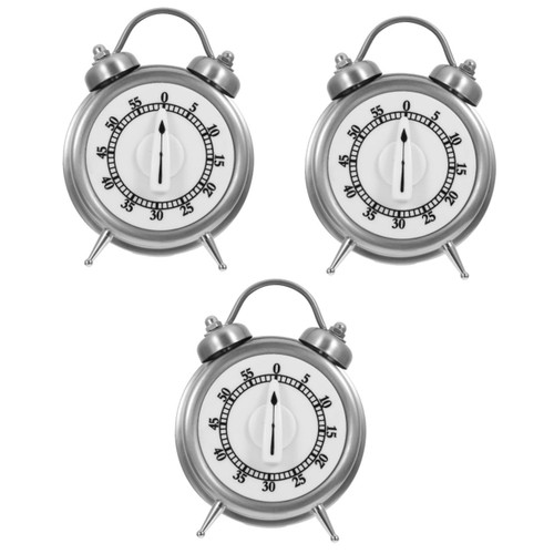 DECHOUS 3pcs 60 Alarm Clock Timer Kitchen Timer Alarm Timer with Loud Alarm Timer for Cooking Baking Timer Cooking Clock Timer for Baking Hourglass Child Clockwork Stainless Steel Cosmetic